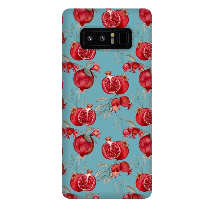 Galaxy Note 8 StrongFit Pomegranates, light teal by Flowery Stories