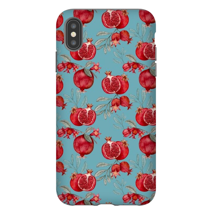 iPhone Xs Max StrongFit Pomegranates, light teal by Flowery Stories