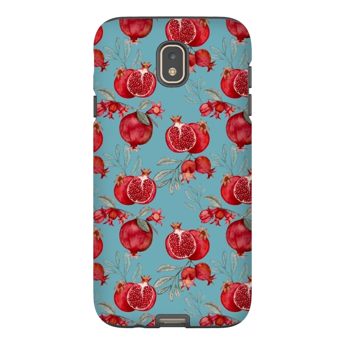 Galaxy J7 StrongFit Pomegranates, light teal by Flowery Stories