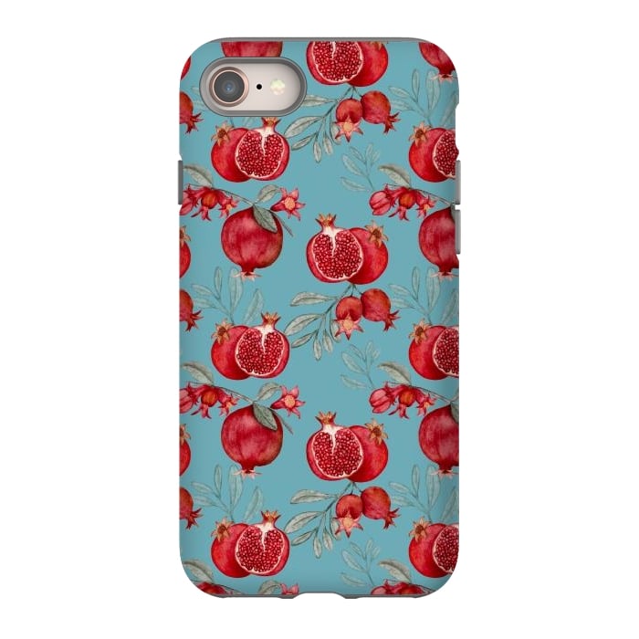 iPhone SE StrongFit Pomegranates, light teal by Flowery Stories