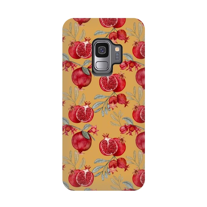 Galaxy S9 StrongFit Pomegranates, yellow by Flowery Stories