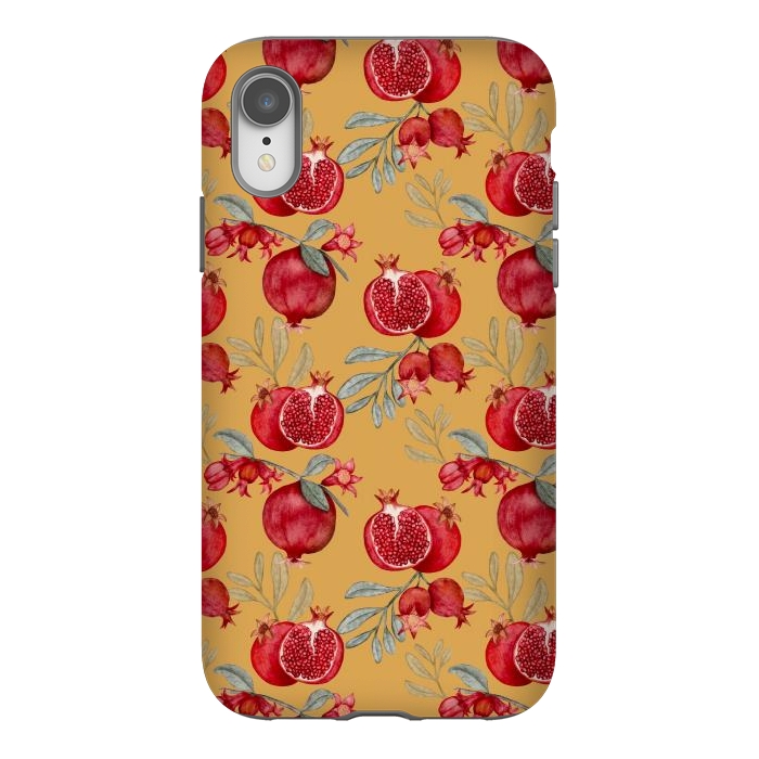 iPhone Xr StrongFit Pomegranates, yellow by Flowery Stories