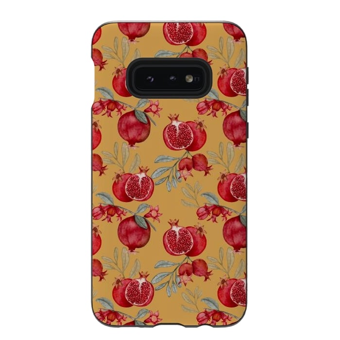 Galaxy S10e StrongFit Pomegranates, yellow by Flowery Stories