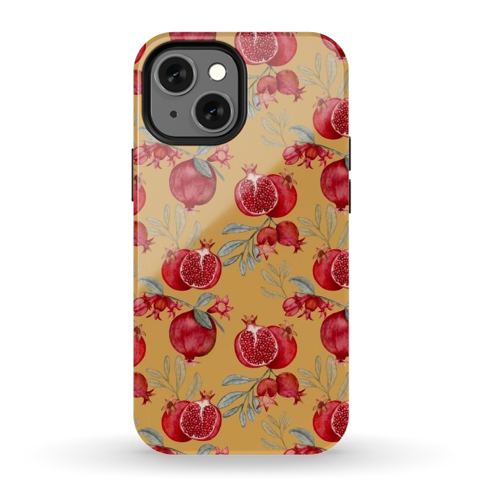 iPhone 12 mini StrongFit Pomegranates, yellow by Flowery Stories