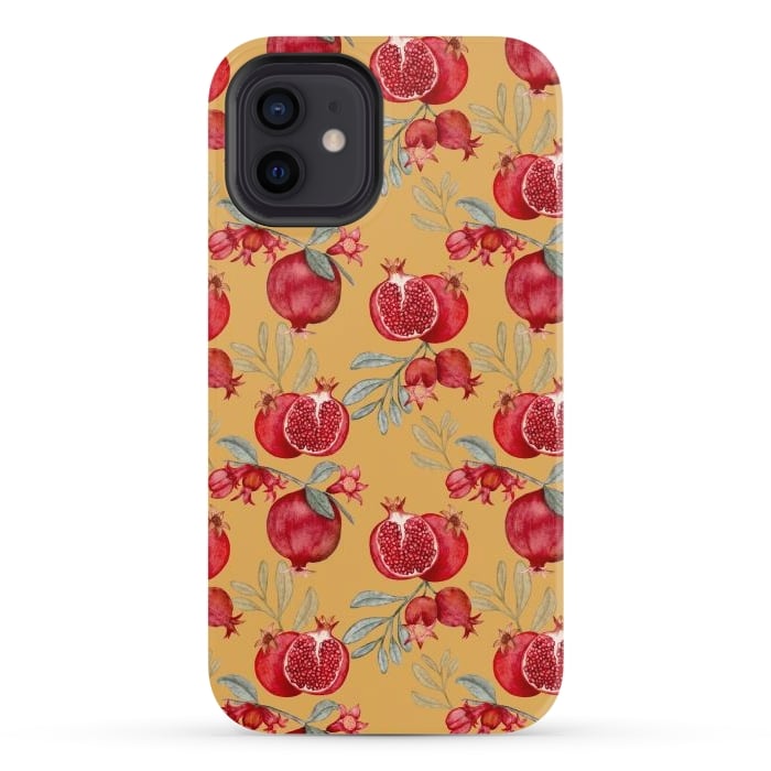 iPhone 12 StrongFit Pomegranates, yellow by Flowery Stories