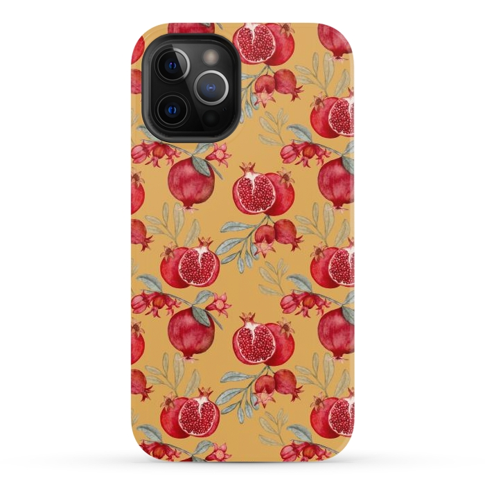 iPhone 12 Pro StrongFit Pomegranates, yellow by Flowery Stories