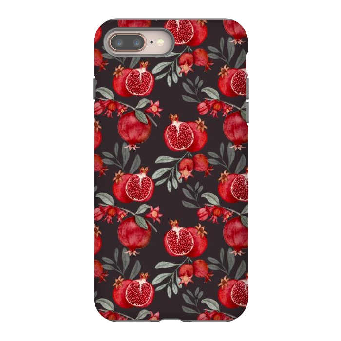 iPhone 7 plus StrongFit Pomegranates, black by Flowery Stories