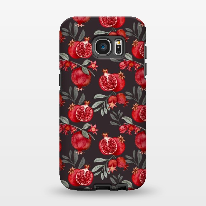 Galaxy S7 EDGE StrongFit Pomegranates, black by Flowery Stories