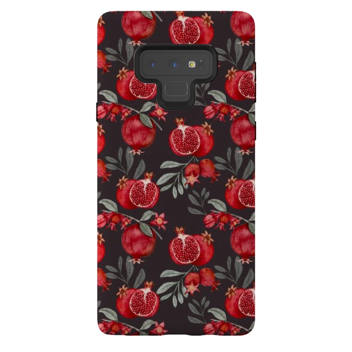 Galaxy Note 9 StrongFit Pomegranates, black by Flowery Stories
