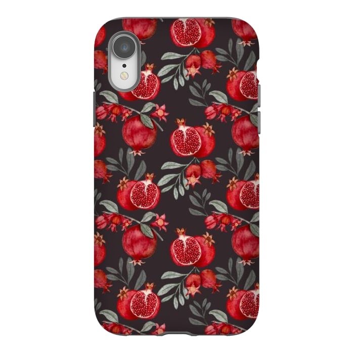iPhone Xr StrongFit Pomegranates, black by Flowery Stories