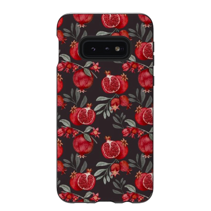 Galaxy S10e StrongFit Pomegranates, black by Flowery Stories