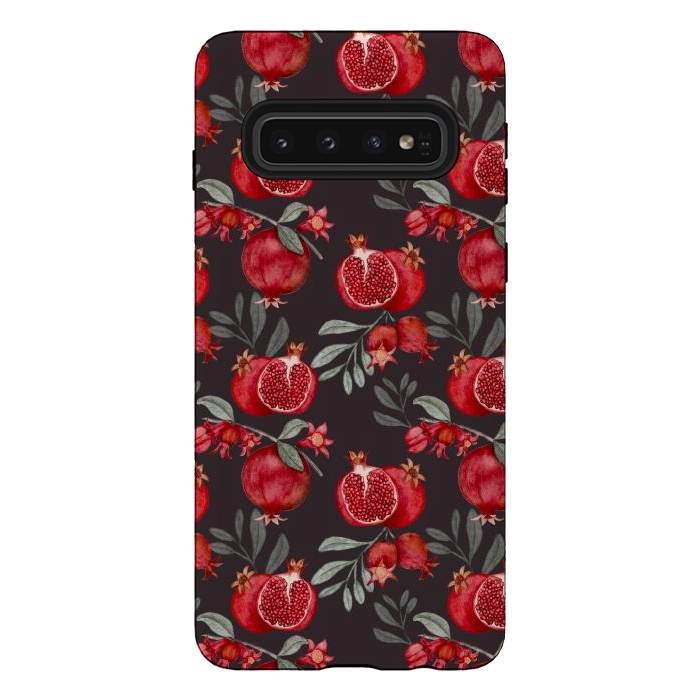Galaxy S10 StrongFit Pomegranates, black by Flowery Stories