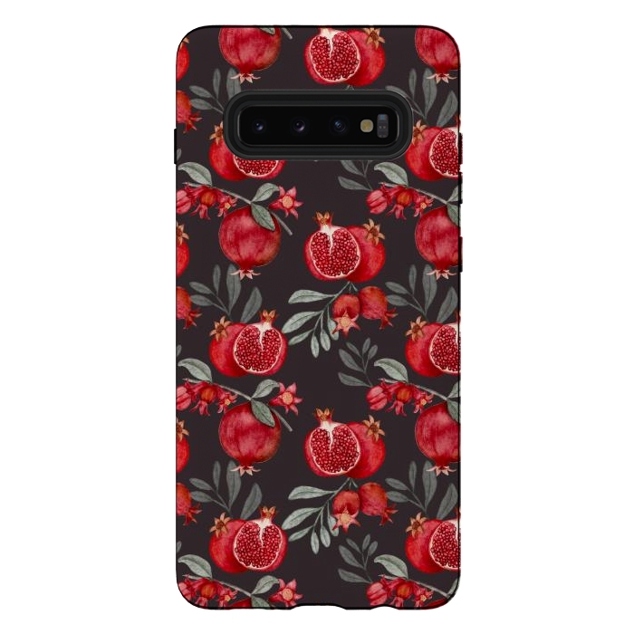 Galaxy S10 plus StrongFit Pomegranates, black by Flowery Stories