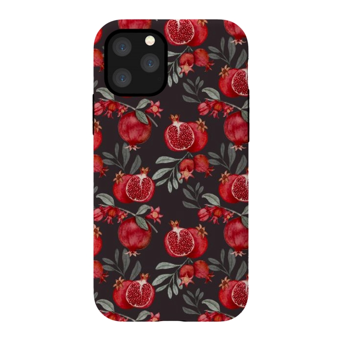 iPhone 11 Pro StrongFit Pomegranates, black by Flowery Stories