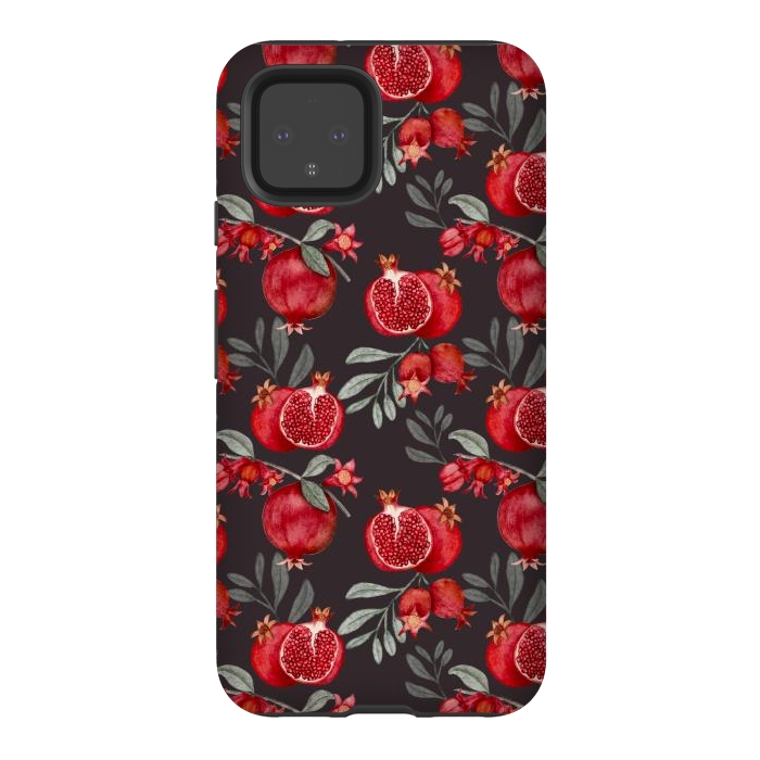 Pixel 4 StrongFit Pomegranates, black by Flowery Stories