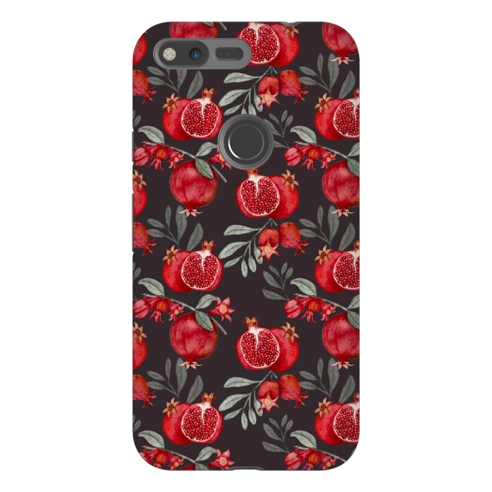 Pixel XL StrongFit Pomegranates, black by Flowery Stories
