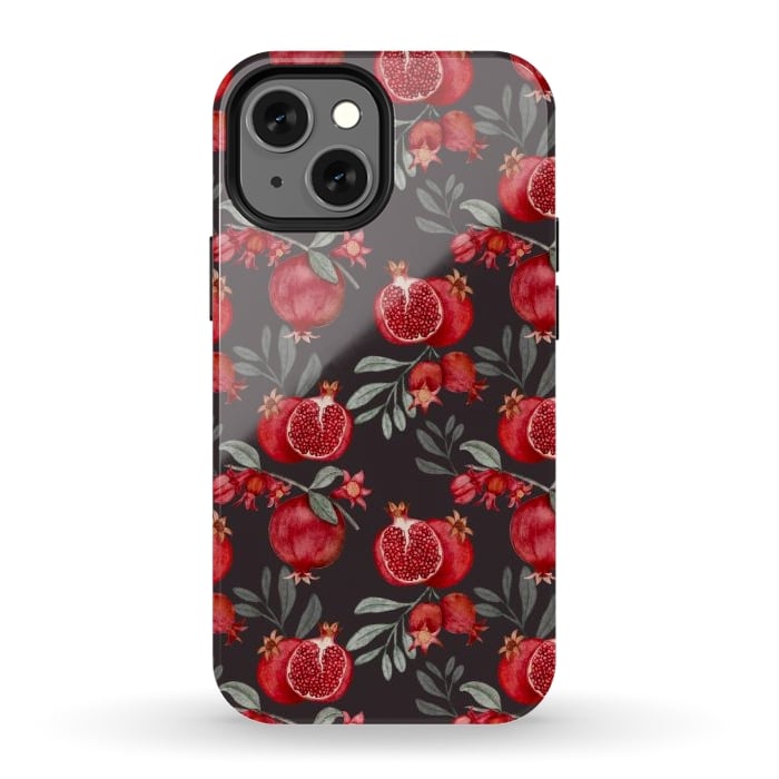 iPhone 12 mini StrongFit Pomegranates, black by Flowery Stories