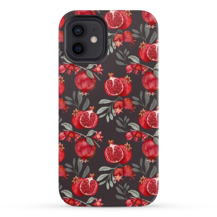 iPhone 12 StrongFit Pomegranates, black by Flowery Stories