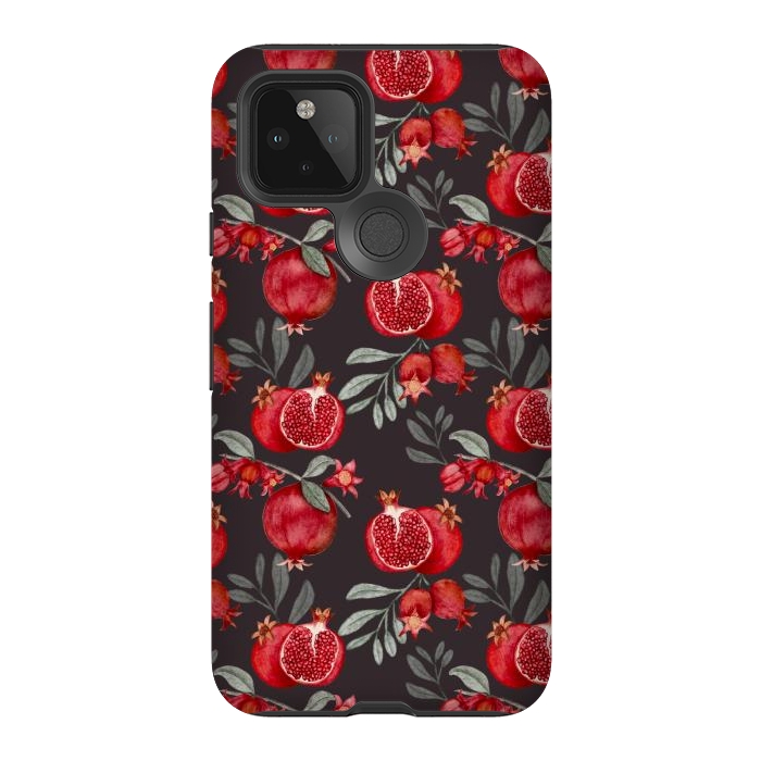 Pixel 5 StrongFit Pomegranates, black by Flowery Stories