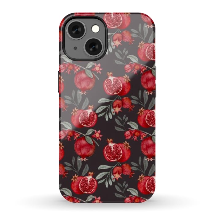 iPhone 13 StrongFit Pomegranates, black by Flowery Stories