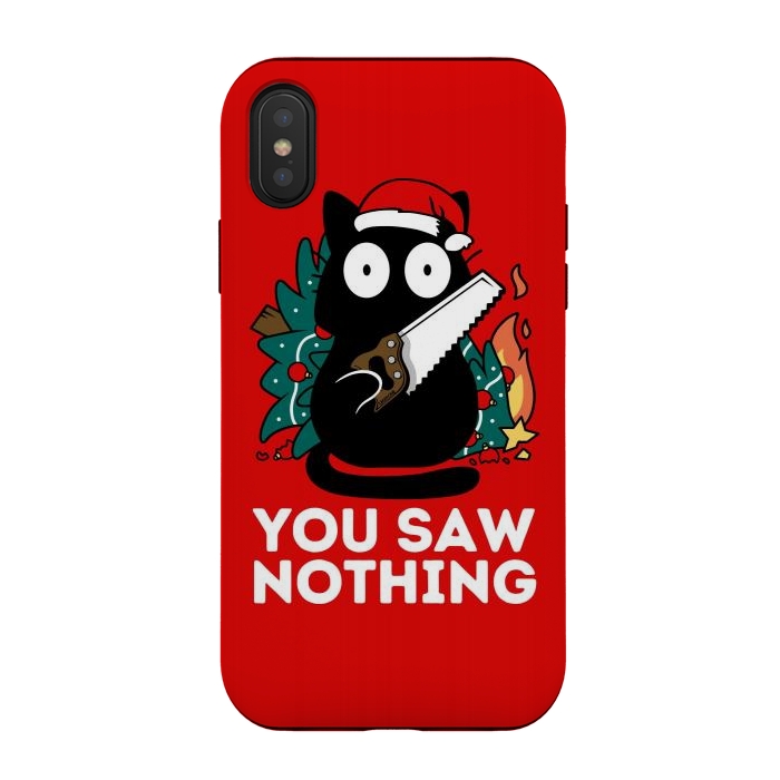 iPhone Xs / X StrongFit You saw nothing - Christmas Cat by LM2Kone