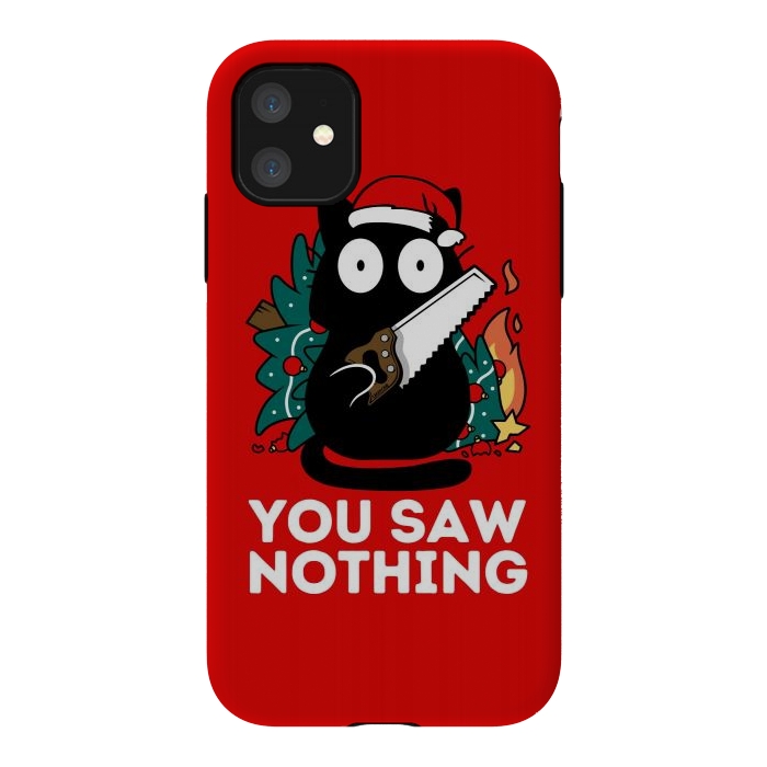 iPhone 11 StrongFit You saw nothing - Christmas Cat by LM2Kone