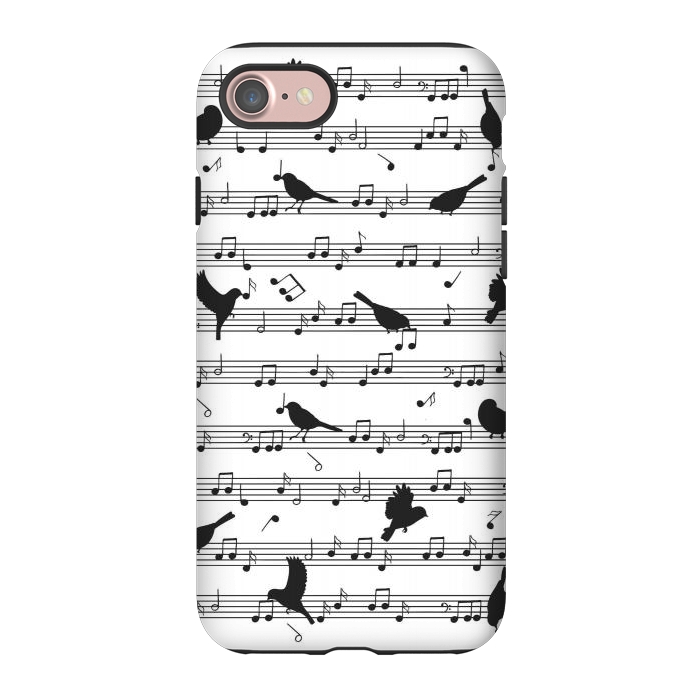 iPhone 7 StrongFit Birds on Musical notes - Black by LM2Kone