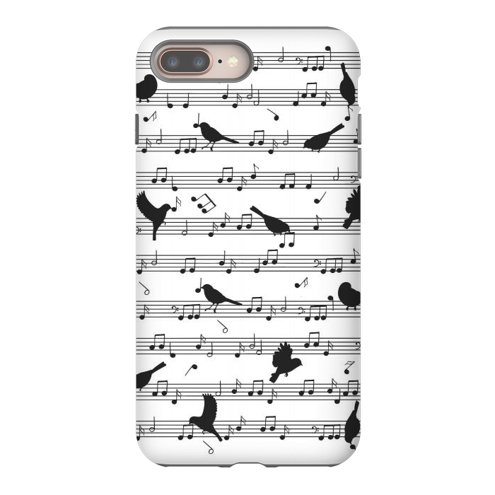 iPhone 7 plus StrongFit Birds on Musical notes - Black by LM2Kone