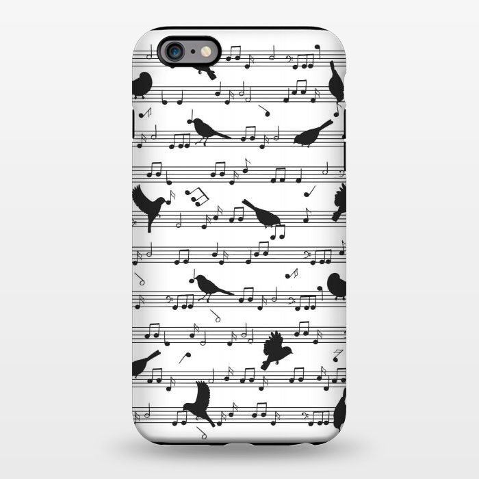 iPhone 6/6s plus StrongFit Birds on Musical notes - Black by LM2Kone