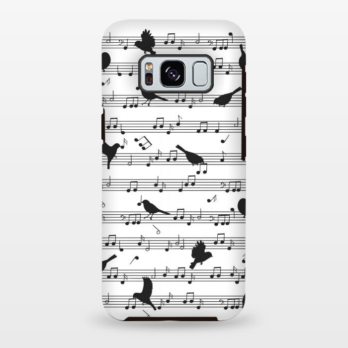 Galaxy S8 plus StrongFit Birds on Musical notes - Black by LM2Kone