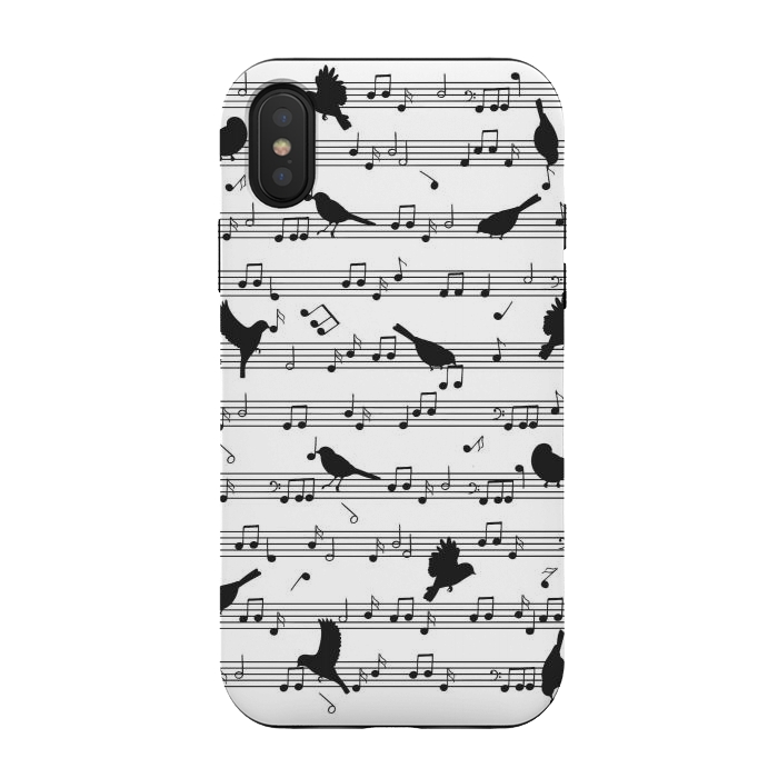 iPhone Xs / X StrongFit Birds on Musical notes - Black by LM2Kone