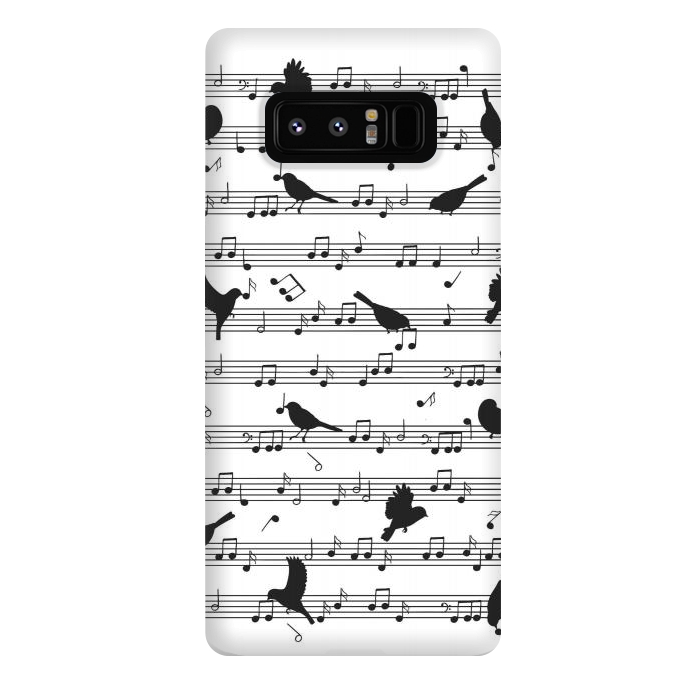 Galaxy Note 8 StrongFit Birds on Musical notes - Black by LM2Kone