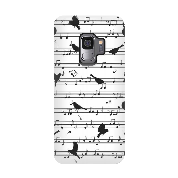 Galaxy S9 StrongFit Birds on Musical notes - Black by LM2Kone