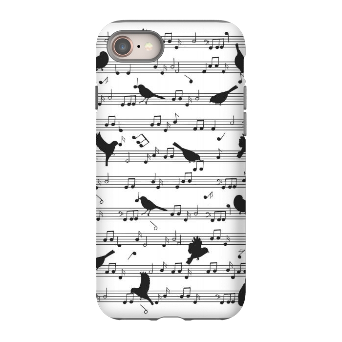 iPhone 8 StrongFit Birds on Musical notes - Black by LM2Kone