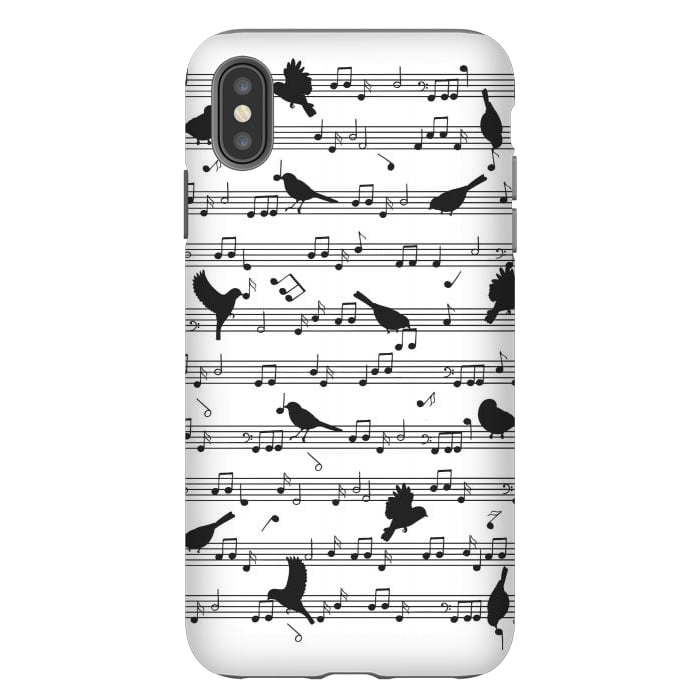 iPhone Xs Max StrongFit Birds on Musical notes - Black by LM2Kone