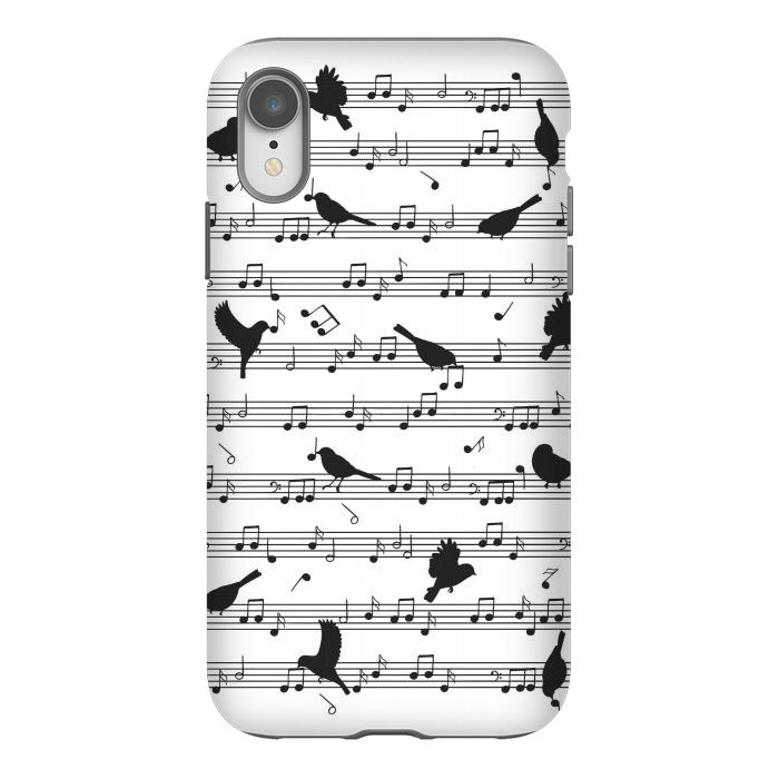 iPhone Xr StrongFit Birds on Musical notes - Black by LM2Kone