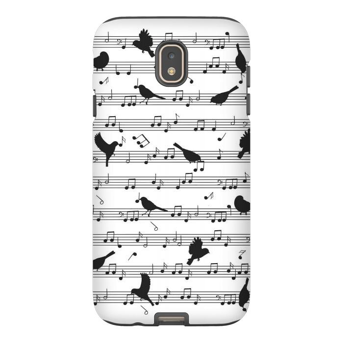 Galaxy J7 StrongFit Birds on Musical notes - Black by LM2Kone