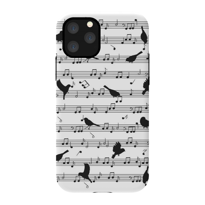 iPhone 11 Pro StrongFit Birds on Musical notes - Black by LM2Kone