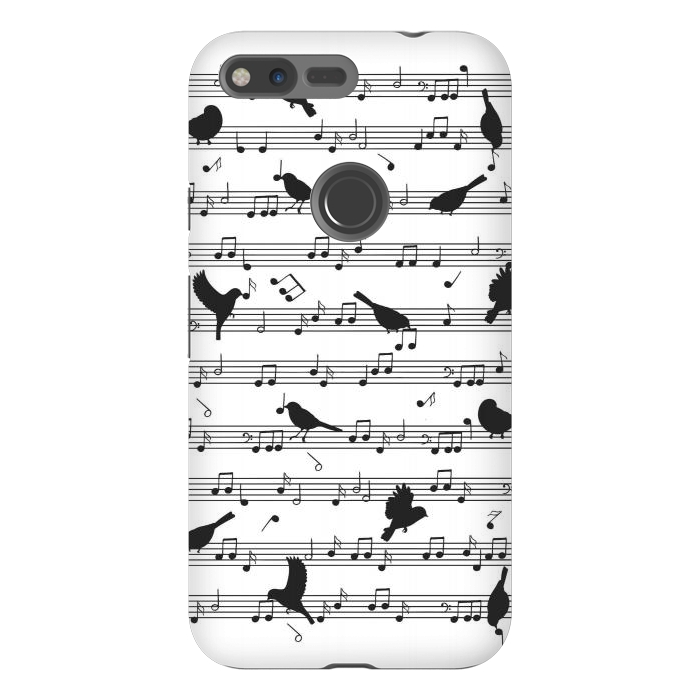 Pixel XL StrongFit Birds on Musical notes - Black by LM2Kone