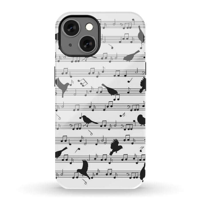 iPhone 13 StrongFit Birds on Musical notes - Black by LM2Kone