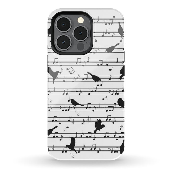 iPhone 13 pro StrongFit Birds on Musical notes - Black by LM2Kone