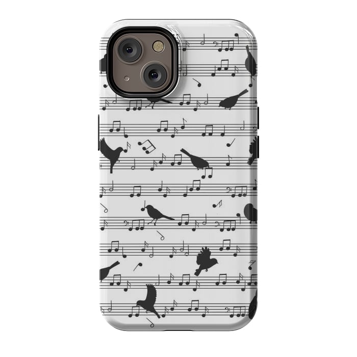 iPhone 14 StrongFit Birds on Musical notes - Black by LM2Kone