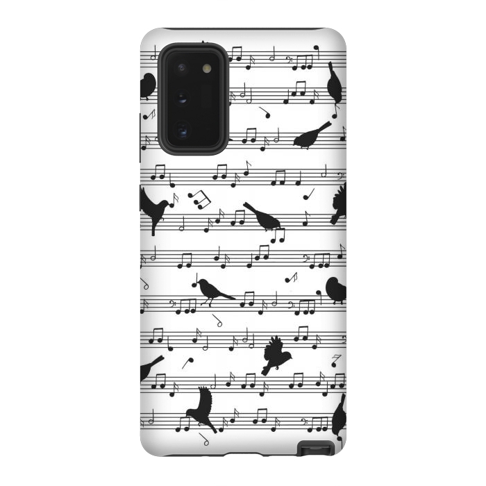 Galaxy Note 20 StrongFit Birds on Musical notes - Black by LM2Kone