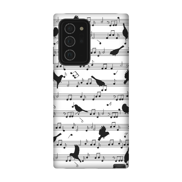 Galaxy Note 20 Ultra StrongFit Birds on Musical notes - Black by LM2Kone