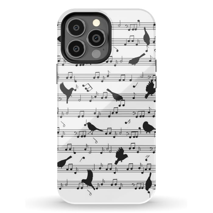 iPhone 13 Pro Max StrongFit Birds on Musical notes - Black by LM2Kone