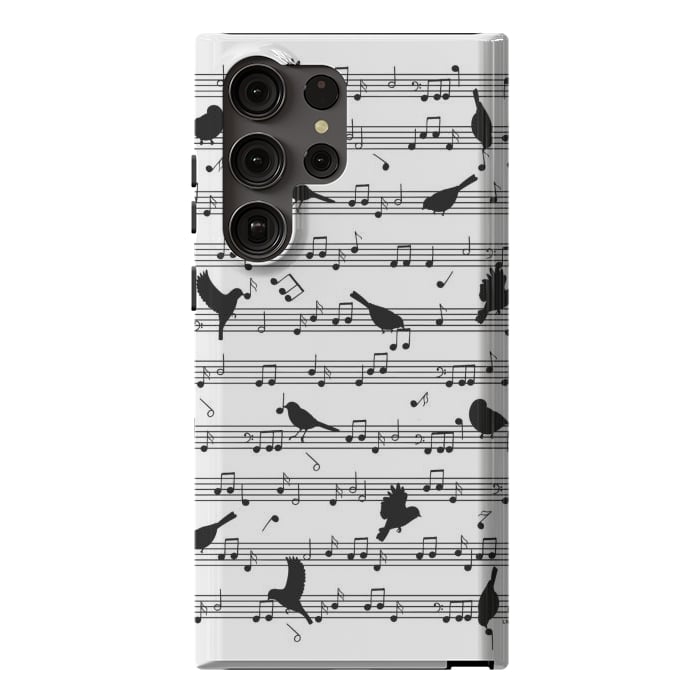 Galaxy S23 Ultra StrongFit Birds on Musical notes - Black by LM2Kone