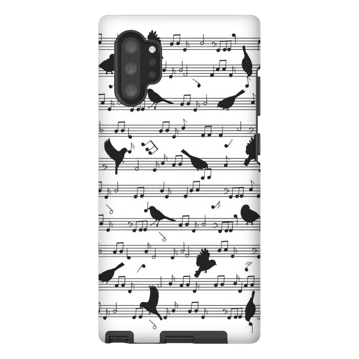 Galaxy Note 10 plus StrongFit Birds on Musical notes - Black by LM2Kone