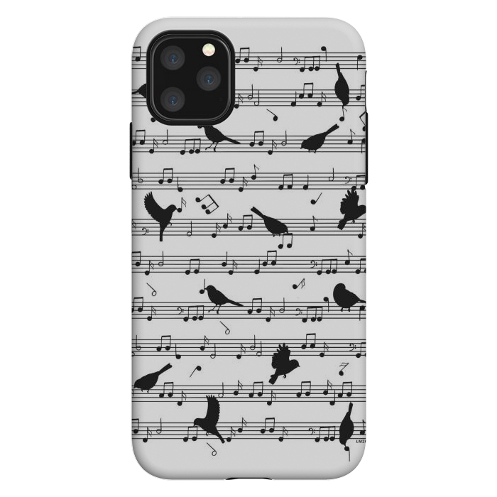 iPhone 11 Pro Max StrongFit Birds on Musical notes - Black by LM2Kone