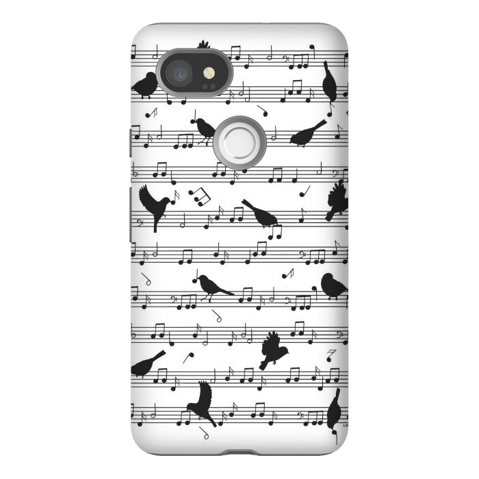 Pixel 2XL StrongFit Birds on Musical notes - Black by LM2Kone