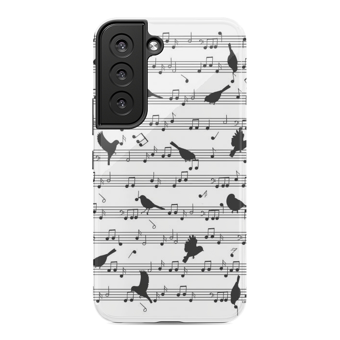 Galaxy S22 StrongFit Birds on Musical notes - Black by LM2Kone
